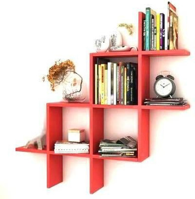 Hindwood wooden wall shelf Wooden Wall Shelf(Number of Shelves - 1, Red)