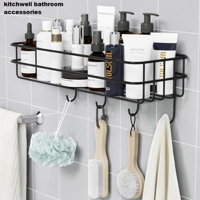 kitchwell /Rack/Storage Organizer for bathroom/living Hall (pack of 1) Iron Wall Shelf Iron Wall Shelf(Number of Shelves - 1, Black)