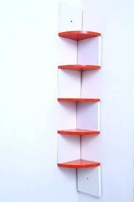 Hindwood Wooden Wall Shelf(Number of Shelves - 5, Red, White)