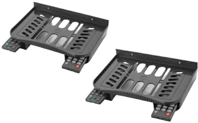 Fivean Wall Mount Router Stand Set top Box Stand Setup Box Shelves Remote Holder Plastic Wall Shelf(Number of Shelves - 2, Black)