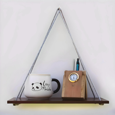 VAH Wooden 1 Layer With Grey Jute Rope Wall Floating Wall Decor Wall Shelf Wooden Wall Shelf(Number of Shelves - 1, Multicolor)