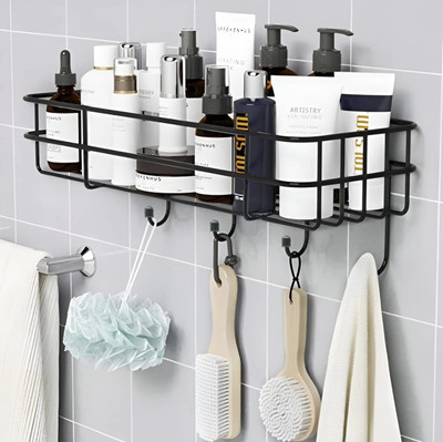 Zolento Self-Adhesive Wall Shelves for Bathroom Organizer/ Storage/ Rack Iron Wall Shelf(Number of Shelves - 1, Black)