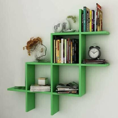 QUALITYBEST MDF (Medium Density Fiber), Wooden Wall Shelf(Number of Shelves - 8, Green)