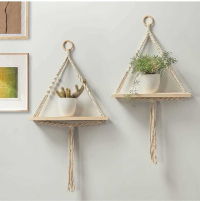 JANAKI SHOP Hanging shelf Wooden Wall Shelf(Number of Shelves - 1, Beige)