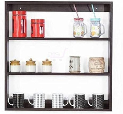 MahiraWoodenZ Mahira Kitchen Storage Shelf – 4 Tier White MDF (Medium Density Fiber) Wall Shelf(Number of Shelves - 4, Black)