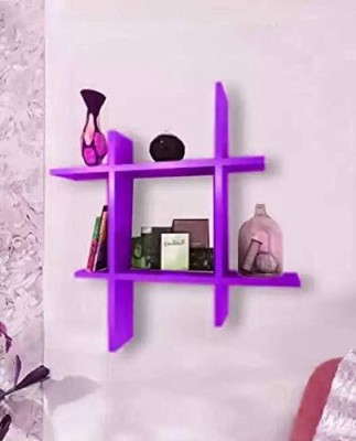 SBhandicrafts Wooden wall mount floating wall book shelves for living room home decor Wooden Wall Shelf(Number of Shelves - 6, Purple)