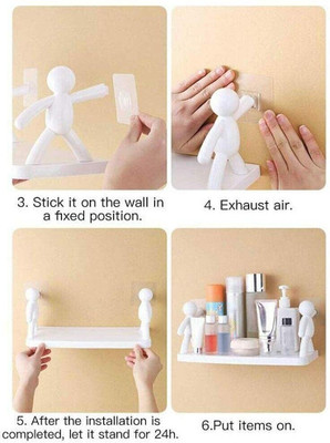 AM Creations Plastic Wall Shelf(Number of Shelves - 1, White)