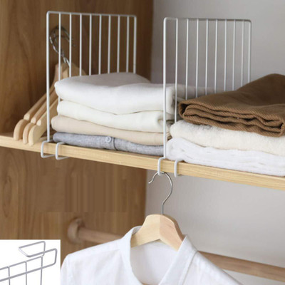 Inditradition Wardrobe Shelf Divider, Shelf Organizer Closet Shelf Separator,White - Pack of 3 Drawer Divider(Iron)