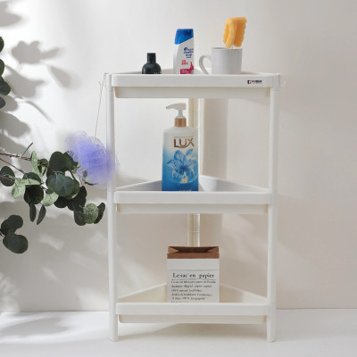 KUBER INDUSTRIES Corner shelf For Bathroom|3 Layer Triangle Rack for Storage|Plastic shelf Plastic Wall Shelf(Number of Shelves - 3, White)