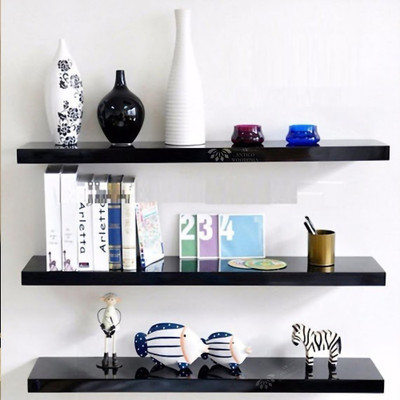 Antico Woodenia 20 inch Engineered Floating Wall Shelf| Wall Mount| Wall Rack MDF (Medium Density Fiber) Wall Shelf(Number of Shelves - 3, Black)