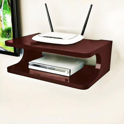 woodculture WoodCulture Set Top Box TV Stand Stylish Wall Shelve Hanging Rack MDF (Medium Density Fiber) Wall Shelf(Number of Shelves - 2, Brown)