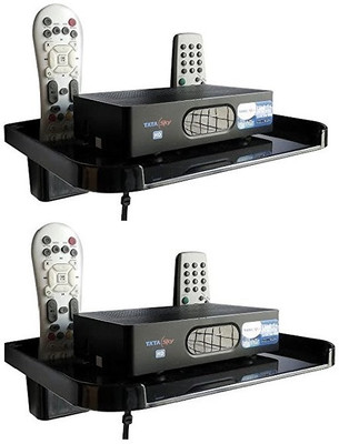 onum Wall Mount Setup box Stand Unbreakable Wi-Fi Router Stand Dish TV Stand Plastic Wall Shelf(Number of Shelves - 2, Black)