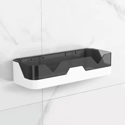 Saveeasy Self-Adhesive Bathroom Rack, Bathroom Shelf Organizer, Wall Mounted Shelf Plastic Wall Shelf(Number of Shelves - 1, White, Black)