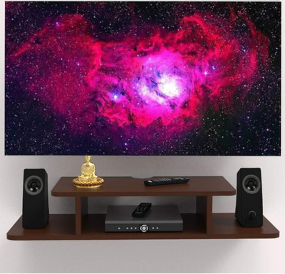 CHARMWUD Wooden TV Setup Box Stand, TV Wall Shelf, Set Top Box Holder, MDF TV Cabinet, Wooden, MDF (Medium Density Fiber) Wall Shelf(Number of Shelves - 3, Brown)