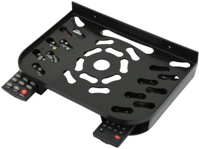 Glaciers Set Top Box Stand with 2 Remote Holder, Plastic Wall Shelf(Number of Shelves - 3, Black)