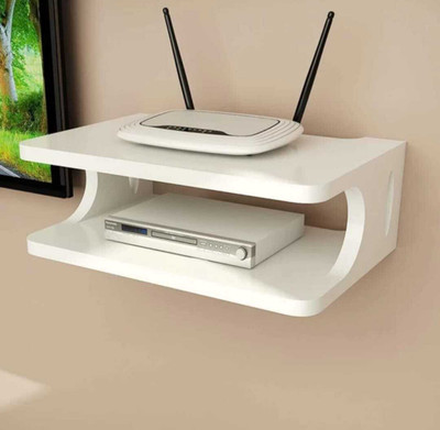 Classic Handicraft classic handicrafts Set top Box Stand wiFi Holder Set top Box Stand MDF (Medium Density Fiber) Wall Shelf(Number of Shelves - 2, White)