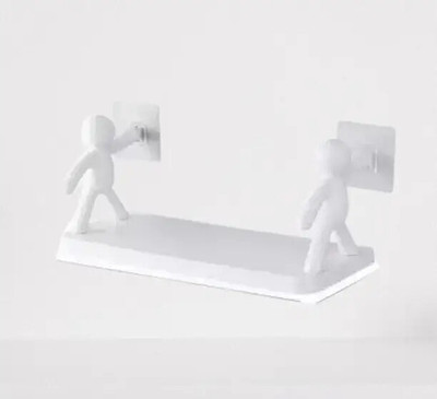 SJK Self Adhesive Multi-Purpose Wall Hanging Humanoid floating Shelf 2*0.835 Plastic Wall Shelf(Number of Shelves - 1, White)