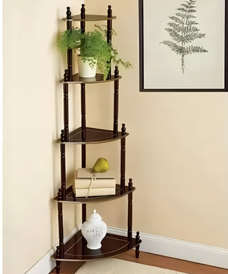mlu Decorative Unique wooden corner 5 selves. Engineered Wood Display Unit MDF (Medium Density Fiber) Wall Shelf(Number of Shelves - 5, Brown)