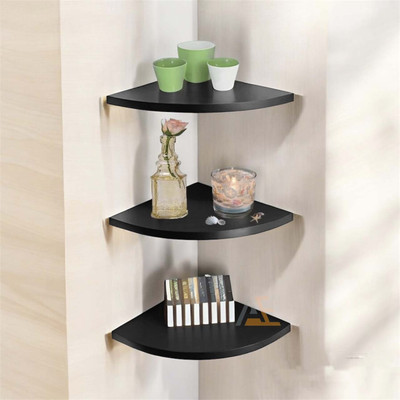Aayat Enterprises Wooden, MDF (Medium Density Fiber) Wall Shelf(Number of Shelves - 3, Black)
