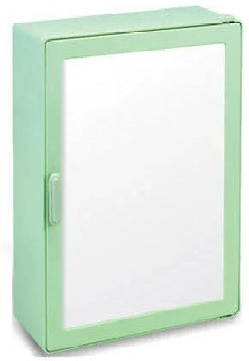 PGen SMALL Size:10x14x4 Inch MINI Acrylic Bathroom Mirror Storage Medicine Cabinet Polypropylene Wall Shelf(Number of Shelves - 4, Green)