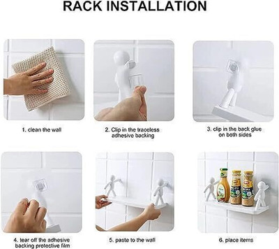 karan Multipurpose Wall Mount Self Adhesive Floating Shelf KRS3.119 Plastic Wall Shelf(Number of Shelves - 1, White)
