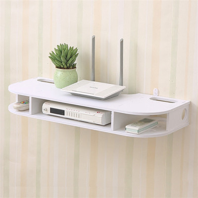 SS ARTS Wall Mounting TV Set Top Box holder Wifi Router Storage box Stand Wooden Wall Shelf(Number of Shelves - 1, White)