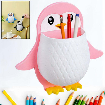 Oblivion Penguin Wall Mount Storage Box & Remote Holder – Multi-Use Organizer Plastic Wall Shelf(Number of Shelves - 1, Multicolor)