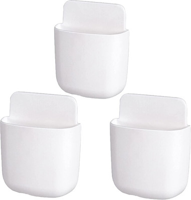 DIYAL ENTERPRISE wall-mounted remote control stand(pack of 3 Plastic Wall Shelf(Number of Shelves - 3, White)