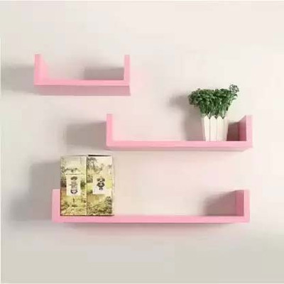 webshoppee U-Shape MDF Floating Wall ShelvesSet of 3 (PINK) MDF (Medium Density Fiber) Wall Shelf(Number of Shelves - 3, Pink)