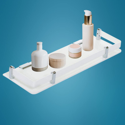 Sarvatr Multi-Purpose Acrylic Wall Mount Shelf Rack Kitchen and Bathroom Accessories Acrylic Wall Shelf(Number of Shelves - 1, White)