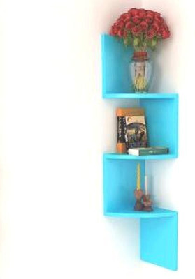 Tarzen MDF (Medium Density Fiber) Wall Shelf(Number of Shelves - 3, Blue)