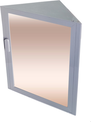 WINACO Corner grey Acrylic Bathroom Storage Cabinet with mirror Acrylic Wall Shelf(Number of Shelves - 3, Grey)
