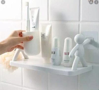 SJK (PACK OF 2)Self Adhesiv Wall Hanging Humanoid floating Shelf 1.2082 Plastic Wall Shelf(Number of Shelves - 1, White)