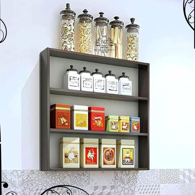 NZ Handicraft kitchen rack wooden wall mounted rack multipurpose wooden rack MDF (Medium Density Fiber) Wall Shelf(Number of Shelves - 3, Brown)
