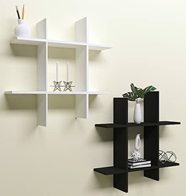 Amaze Shoppee Exclusive Designed Hashtag Floating Wall Mount Shelf Display Shelves Storage Organizer for Wall Decoration of Your Home, Living Room, Bed Room, Office Wooden Wall Shelf(Number of Shelves - 4, Black, White)