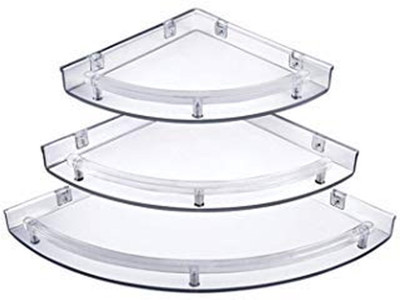 Imaashi 3 Tiers Unbreakable Plastic Bathroom/Multipurpose White Corner Shelf Set Shower Plastic Wall Shelf(Number of Shelves - 3, White)