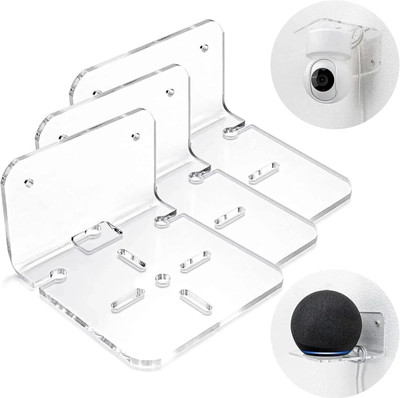 Ashani Creations CCTV Stand Holder Wall Mount for CCTV Security WiFi Camera Outdoor Indoor Acrylic Wall Shelf(Number of Shelves - 2, Clear)