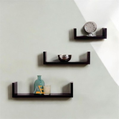 Aayat Enterprises Wooden, MDF (Medium Density Fiber) Wall Shelf(Number of Shelves - 3, Black)