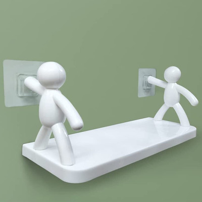 AM Creations Pack of 2 Wall Mounted Shelf, Bathroom Shelf Organizer A1.169 Plastic Wall Shelf(Number of Shelves - 2, White)
