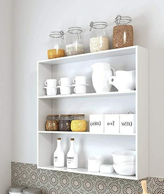 Himanshu Craft For Kitchen Storage Boxes Spice Jars Rack Wall Mounted Kitchen Organizer MDF (Medium Density Fiber) Wall Shelf(Number of Shelves - 2, White)