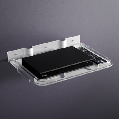 GLOXY Transparent Acrylic Multi-Purpose TV Set Top Box Stand with Remote Holder Acrylic Wall Shelf(Number of Shelves - 1, White)