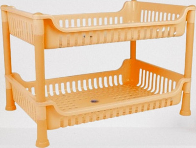 3D METRO SUPER STORE Rack Shelf Type Storage Rack Household Multifunctional Wall Mount Stand Plastic Wall Shelf(Number of Shelves - 2, Orange)