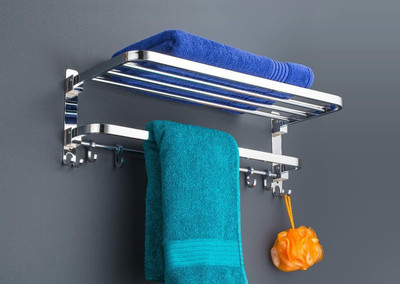 CALLIDUS Stainless Steel Dual Folding Towel Rack for Bathroom/Towel Stand/Rod/Bar 24 inch 3 Bar Towel Rod(Stainless Steel Pack of 1)