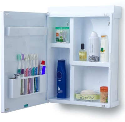 Zahab bathroom cabinet with mirror Plastic Wall Shelf(Number of Shelves - 4, White)