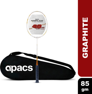 apacs Finapi 232 Xtra Power (40 LBS, 40T Extra Strong Graphite) White, Gold Unstrung Badminton Racquet(Pack of: 1, 85 g)