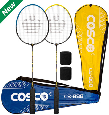 COSCO CB-888 Badminton Racket Set (Pack of 2) With Wrist Band Blue, Yellow Strung Badminton Racquet(Pack of: 2, 100 g)