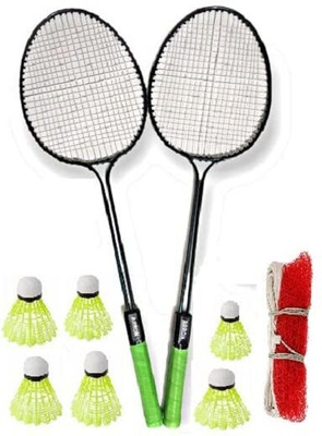MINESFIT Badminton Kit Combo Set Of 2 Piece Racquet With 6 Fathers Shuttlecock Badminton Kit