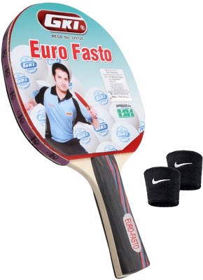 GKI Euro Fasto Table Tennis Racquet And Wrist Band Multicolor Table Tennis Racquet(Pack of: 1, 195 g)