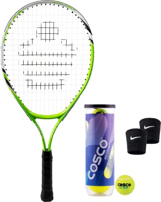 COSCO Drive-23 Lawn Tennis Racket With Tennis Ball And Wrist Band Multicolor Strung Tennis Racquet(Pack of: 1, 245 g)