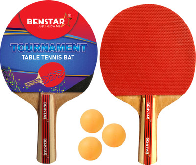 Benstar Professional Tournament Table Tennis Racquet/Bat (3 TTBALL+2 TTBAT) Red, Black Table Tennis Racquet(Pack of: 2, 250 g)